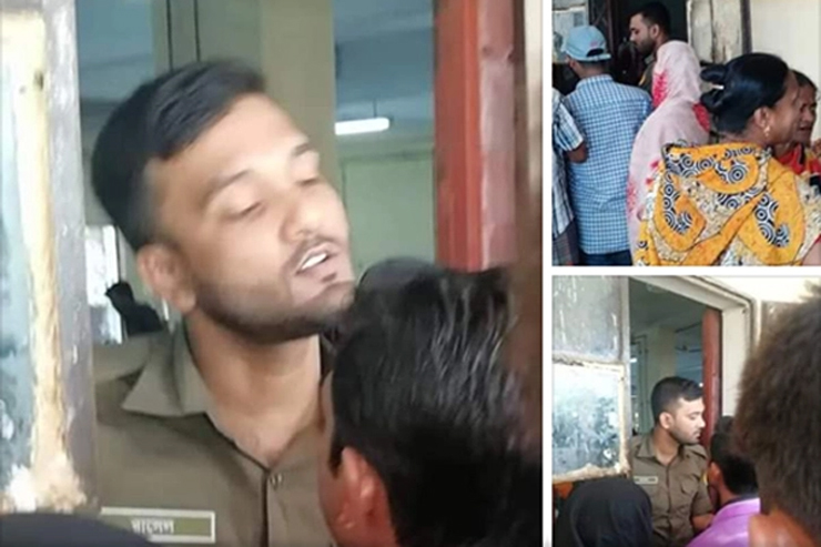 রোগীর স্বজনদের সঙ্গে বাক-বিতণ্ডা করছেন আনসার রাসেল
