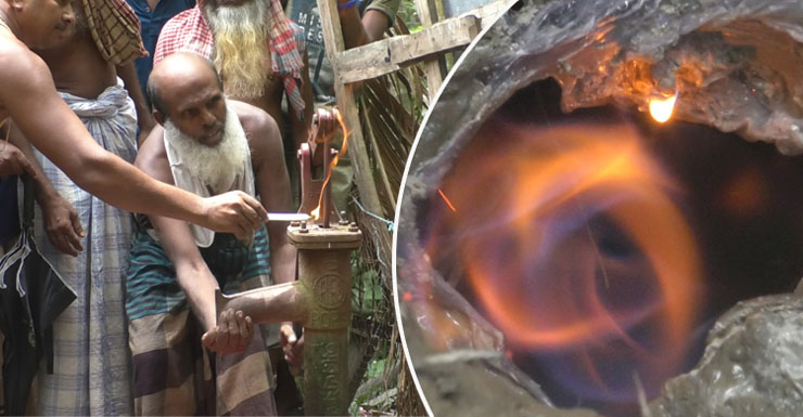 টিউবওয়েল বসালেই উঠছে গ্যাস