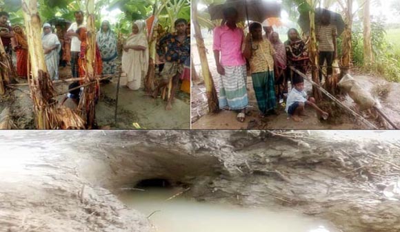 নওগাঁয় অলৌকিক ঘটনা, মাটি ফেটে বেরোচ্ছে পানি!