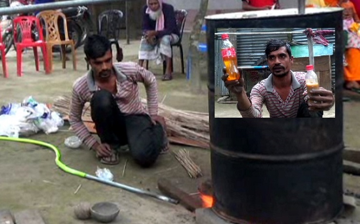 পলিথিন থেকে তেল উৎপাদন করছে অটোরিক্সা মেকানিক সোহাগ