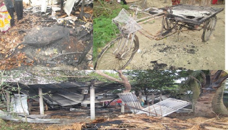 অটোভ্যানের মোটর বিস্ফোরণ: গরুসহ বসতঘর পুড়ে ছাই
