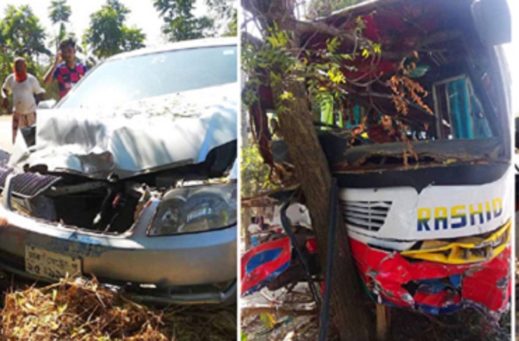 পুলিশের হঠাৎ সিগন্যালে রাজশাহীতে দুমড়ে-মুচড়ে গেল চার যানবাহন