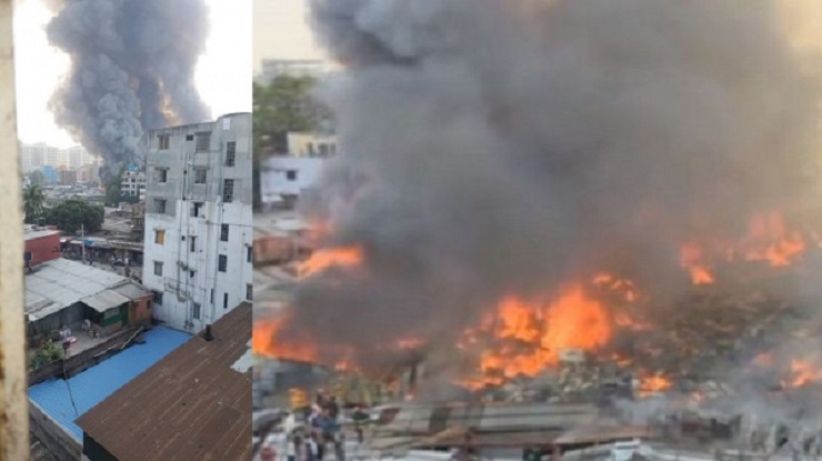 বস্তির পাশে পাঁচতলা ভবনেও লেগে গেছে আগুন