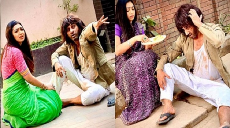 রাস্তার পাগলের মুখে খাবার তুলে দিচ্ছেন প্রভা!