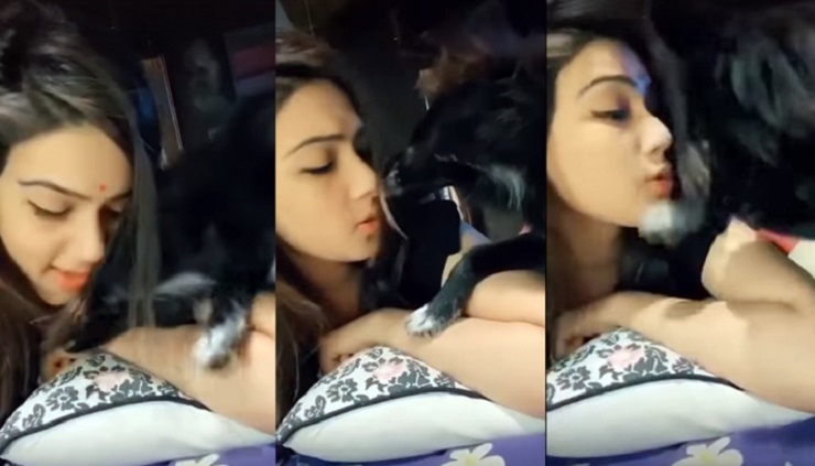 বিছানায় কুকুরের সঙ্গে মাহির খুঁনসুটি, ভিডিও ভাইরাল