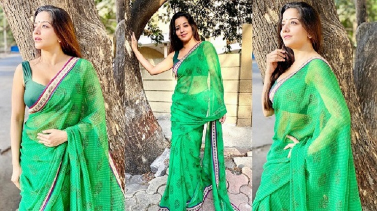 শাড়িতে মোনালিসা, লকডাউনেই ঝড় তুললেন ‘ঝুমা বউদি’