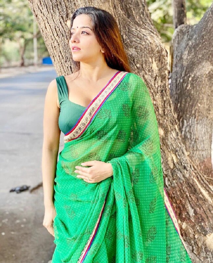 শাড়িতে মোনালিসা, লকডাউনেই ঝড় তুললেন ‘ঝুমা বউদি’