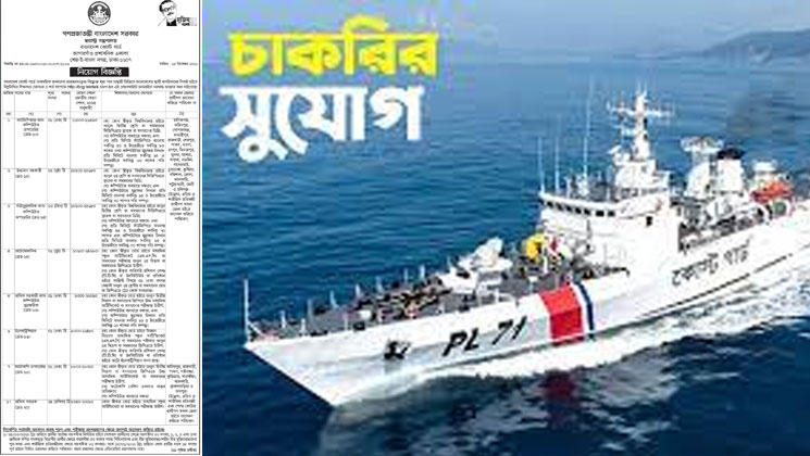 এসএসসি পাসে বাংলাদেশ কোস্ট গার্ডে চাকরির সুযোগ