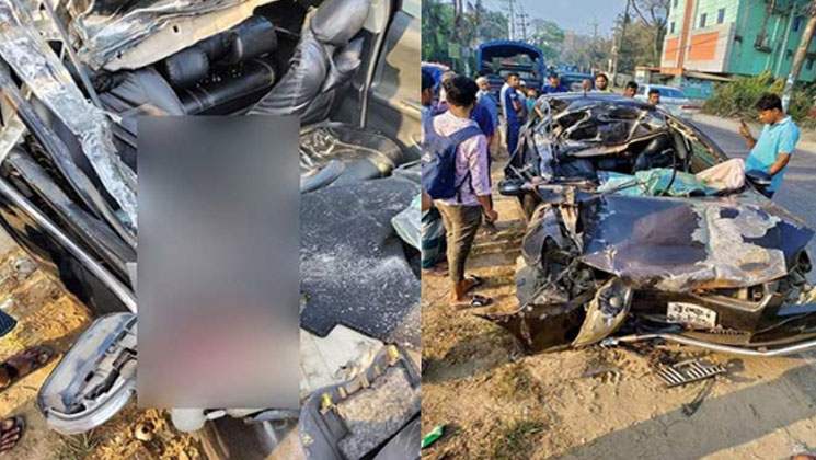 কাভার্ডভ্যানে প্রাইভেটকারের ধাক্কায় ঝরল প্রাণ