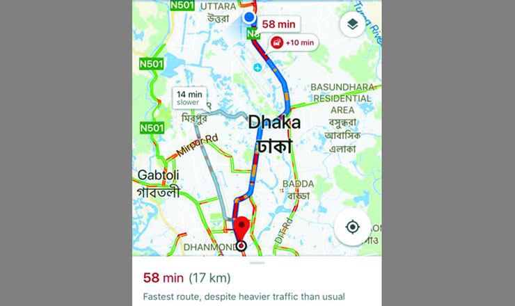 মোবাইলে দেখে নিন ঢাকার যানজটের তথ্য