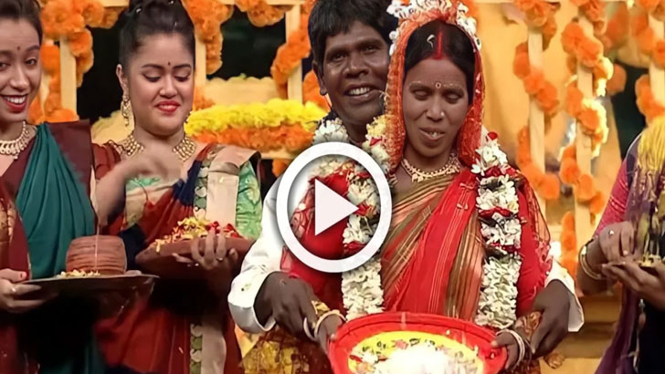 বিয়ের আসরে বাদামকাকু, ধুতি-পাঞ্জাবি পরে বিয়ে করলেন ভুবন বাদ্যকর