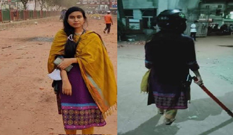 লাঠি হাতে হেলমেট পরে রাস্তায় ছিলেন সেই ছাত্রলীগ নেত্রী রিপা