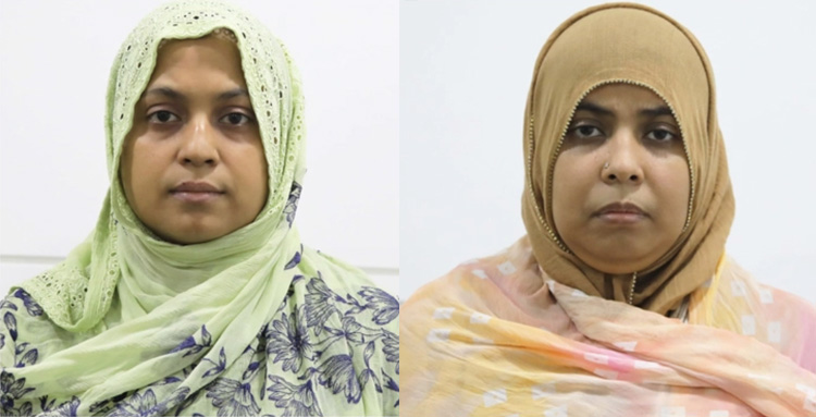 ছবিতে তানিয়া (বামে) ও শারমিন