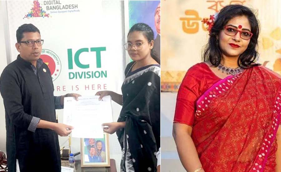 জুনাইদ আহমেদ পলক, মুক্তা সুলতানা ও আরিফা জেসমিন কনিকা (বাঁ থেকে)