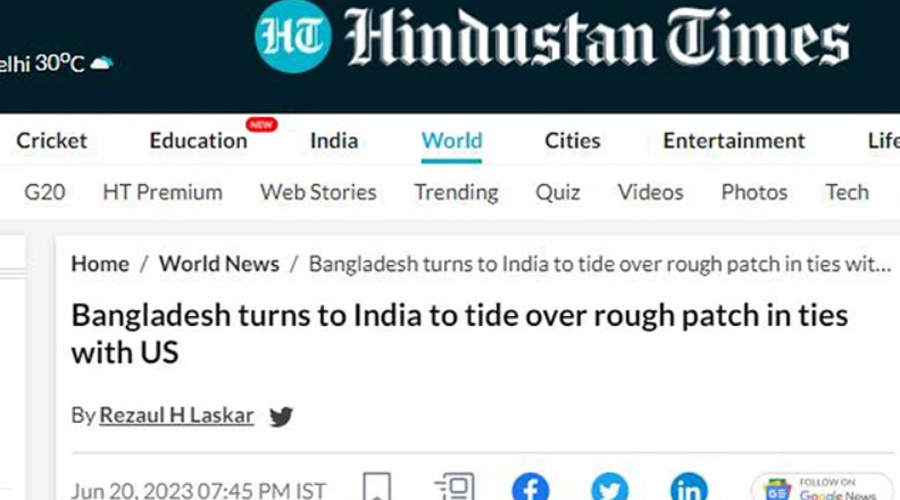 যুক্তরাষ্ট্রের সঙ্গে সম্পর্ক নিয়ে ভারতের সহায়তা চেয়েছে বাংলাদেশ