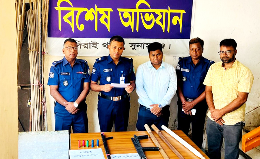 দিরাইয়ে মৃত্যু মুখী সংঘাতে নিহত-১ পাইপগান ২টি ও দেশীয় অস্ত্রসহ গ্রেফতার-৩