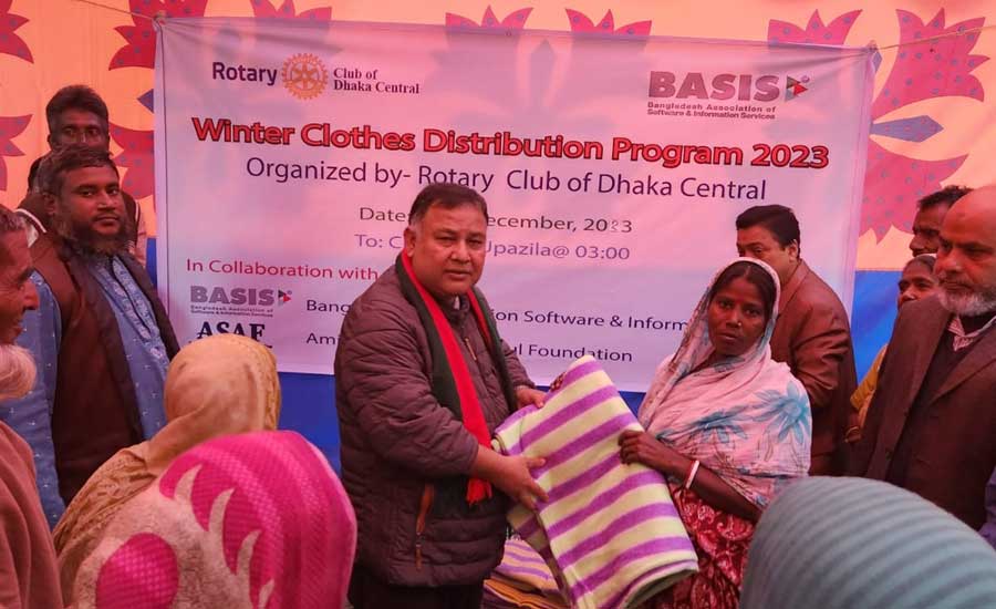 বেসিস ও রোটারি ক্লাবের উদ্যোগে কুড়িগ্রামে শীতবস্ত্র বিতরণ 